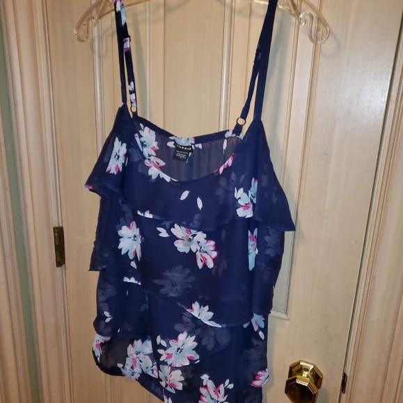 torrid Tops - Womens plus sz Torrid 2X Navy Floral Trendy Tank Top shirt